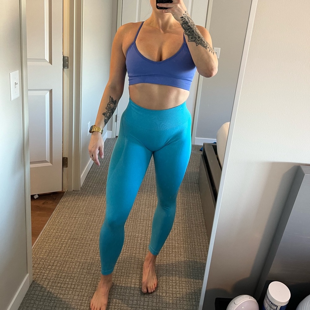 NVGTN turquoise seamless contour leggings